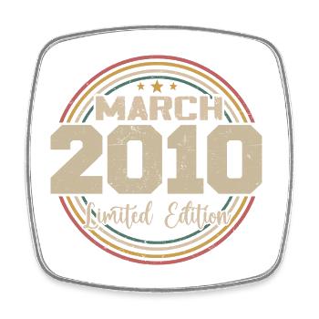 Awesome Since March 2010 Birthday 2010 Gift - Square fridge magnet - white - Front