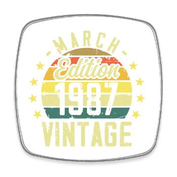 Vintage March 1987 vintage 1987 birthday gift - Square fridge magnet - white - Front