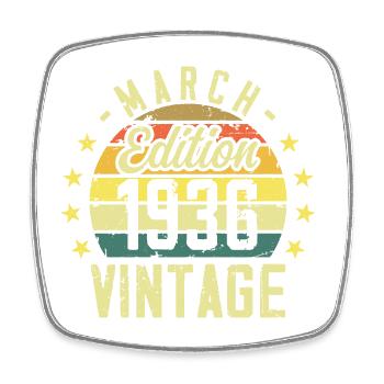Vintage mars 1936 vintage cadeau anniversaire 1936 - Magnet carré - blanc - Devant