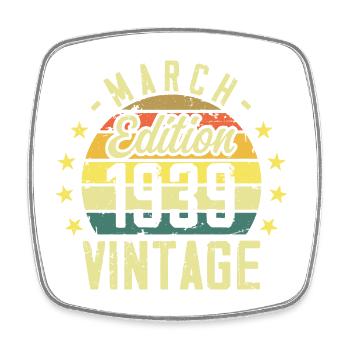 Vintage March 1939 Vintage Birthday Gift 1939 - Square fridge magnet - white - Front