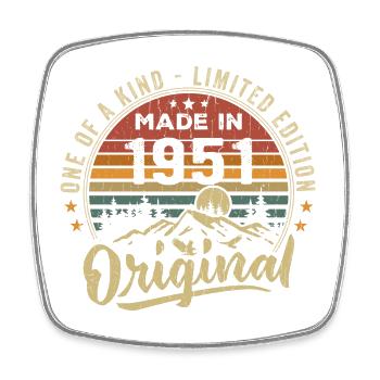 Né 1951 Original Retro Vintage Anniversaire 1951 - Magnet carré - blanc - Devant
