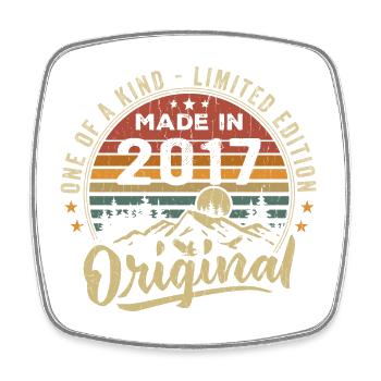 Born 2017 Original Retro Vintage Birthday 2017 - Square fridge magnet - white - Front