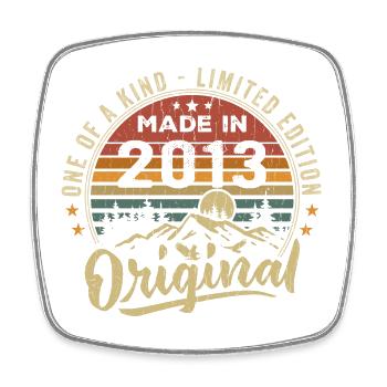 Born 2013 Original Retro Vintage Anniversary 2013 - Square fridge magnet - white - Front