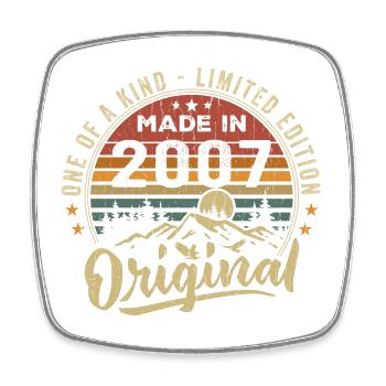 Né 2007 Original Retro Vintage Anniversaire 2007 - Magnet carré - blanc - Devant