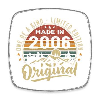 Né 2006 Original Retro Vintage Anniversaire 2006 - Magnet carré - blanc - Devant