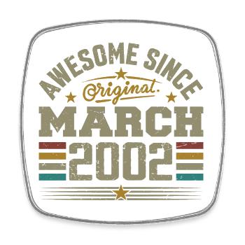 Mars 2002 Anniversaire Idée Cadeau Vintage 2002 - Magnet carré - blanc - Devant