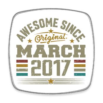 March 2017 Birthday Vintage Gift Idea 2017 - Square fridge magnet - white - Front