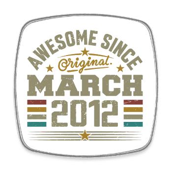 Mars 2012 Anniversaire Idée Cadeau Vintage 2012 - Magnet carré - blanc - Devant