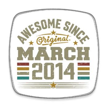 Mars 2014 Anniversaire Idée Cadeau Vintage 2014 - Magnet carré - blanc - Devant