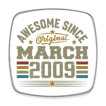 Mars 2009 Anniversaire Idée Cadeau Vintage 2009 - Magnet carré - blanc - Devant
