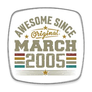 März 2005 Geburtstag Vintage Geschenkidee 2005 - Viereckiger Kühlschrankmagnet - Weiß - Vorne