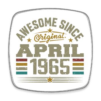 April 1965 Birthday Gift Idea Vintage 1965 - Square fridge magnet - white - Front