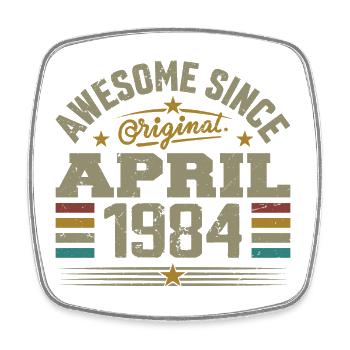 April 1984 Birthday Vintage Gift Idea 1984 - Square fridge magnet - white - Front