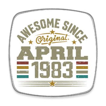 April 1983 Geburtstag Vintage Geschenkidee 1983 - Viereckiger Kühlschrankmagnet - Weiß - Vorne
