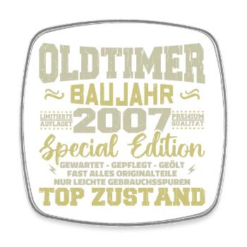 Jahrgang 2007 geboren Retro Geburtstag Vintage - Viereckiger Kühlschrankmagnet - Weiß - Vorne
