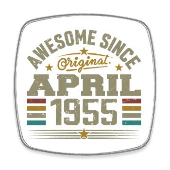 April 1955 Geburtstag Jahrgang 1955 Geschenkidee - Viereckiger Kühlschrankmagnet - Weiß - Vorne