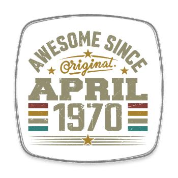 April 1970 Geburtstag Vintage Geschenkidee aus den 1970er Jahren - Viereckiger Kühlschrankmagnet - Weiß - Vorne