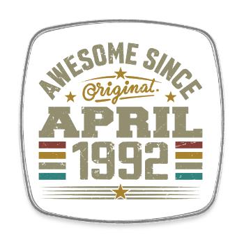 April 1992 Geburtstag Vintage Geschenkidee 1992 - Viereckiger Kühlschrankmagnet - Weiß - Vorne
