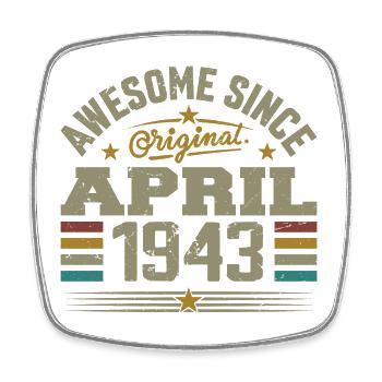 Avril 1943 Anniversaire Idée Cadeau Vintage 1943 - Magnet carré - blanc - Devant