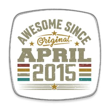 April 2015 Geburtstag Vintage Geschenkidee 2015 - Viereckiger Kühlschrankmagnet - Weiß - Vorne