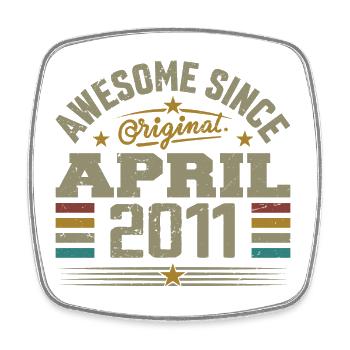 April 2011 Geburtstag Vintage Geschenkidee 2011 - Viereckiger Kühlschrankmagnet - Weiß - Vorne