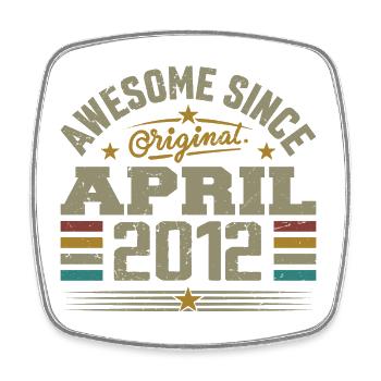 April 2012 Geburtstag Vintage Geschenkidee 2012 - Viereckiger Kühlschrankmagnet - Weiß - Vorne