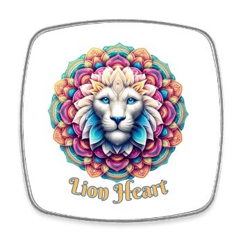 Löwe Mandala - Viereckiger Kühlschrankmagnet - Weiß - Vorne