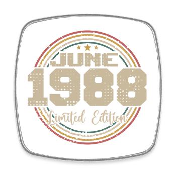 Né en June 1988 Anniversaire 11988 Juin 1988 Juin - Magnet carré - blanc - Devant