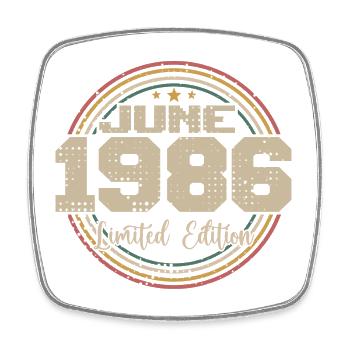 Né en June 1986 Anniversaire 11986 Juin 1986 Juin - Magnet carré - blanc - Devant
