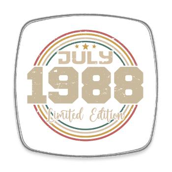 1988 Geburtstag Juli 1988 Geschenk Juli 1988 - Viereckiger Kühlschrankmagnet - Weiß - Vorne