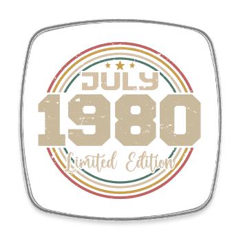 1980 Birthday July 1980 Gift July 1980 - Square fridge magnet - white - Front