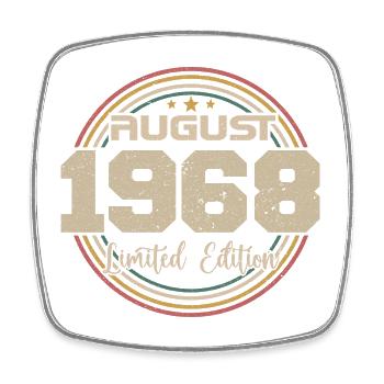 Millésime Né(e) Août 1968 Cadeau Anniversaire 1968 - Magnet carré - blanc - Devant