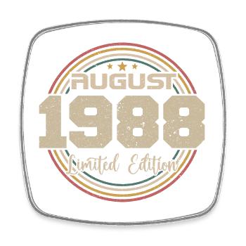 Millésime Né(e) Août 1988 Cadeau Anniversaire 1988 - Magnet carré - blanc - Devant