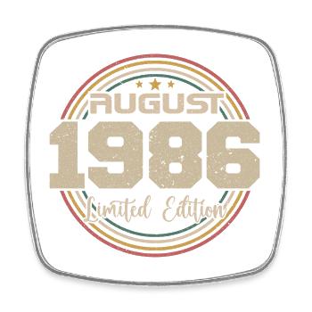 Millésime Né(e) Août 1986 Cadeau Anniversaire 1986 - Magnet carré - blanc - Devant
