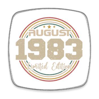 Vintage Born August 1983 Birthday Gift 1983 - Square fridge magnet - white - Front