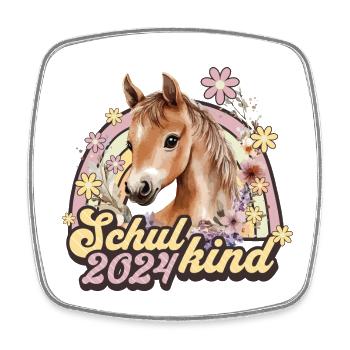 School Child 2024 Horse School Enrollment School Student - Square fridge magnet - white - Front