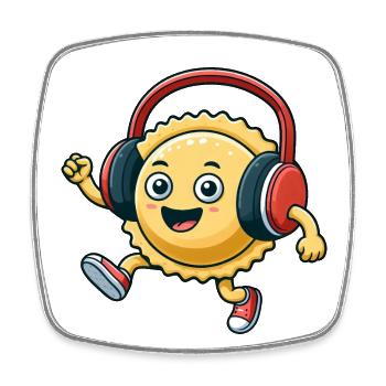 Raviolis Pâtes Italien Techno Danse Dessin animé - Magnet carré - blanc - Devant