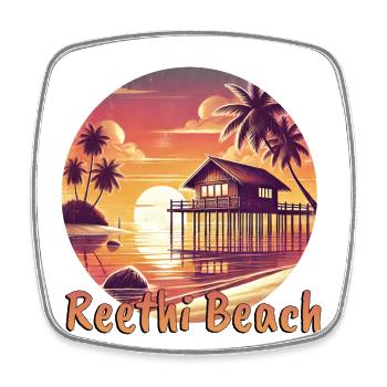 Reethi Beach Malediven Sonnenuntergang Paradies - Viereckiger Kühlschrankmagnet - Weiß - Vorne