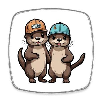 Deux mignons copains loutre pour toujours - Magnet carré - blanc - Devant