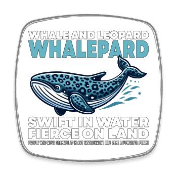 SWIFT IN WATER FIERCE ON LAND - WHALE AND LEOPARD - Square fridge magnet - white - Front