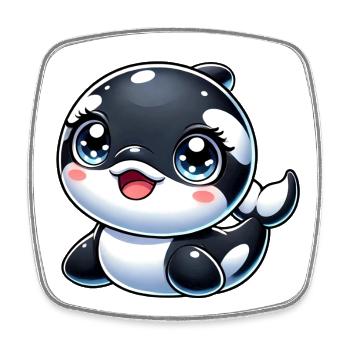 Happy Orca - Square fridge magnet - white - Front