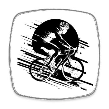 Dessin cycliste - Magnet carré - blanc - Devant