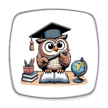 Learn Owl - Square fridge magnet - white - Front