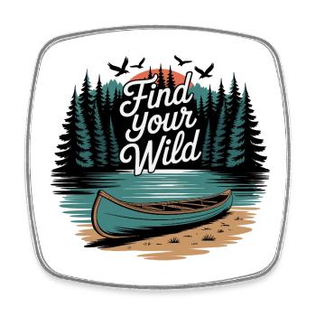 Trouvez votre nature sauvage – Aventure en canoë - Magnet carré - blanc - Devant