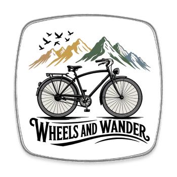Wheels & Wander – Bergabenteuer - Viereckiger Kühlschrankmagnet - Weiß - Vorne