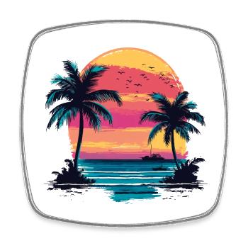 Summer Beach Sea Palm Trees Vacation Summer Time - Square fridge magnet - white - Front
