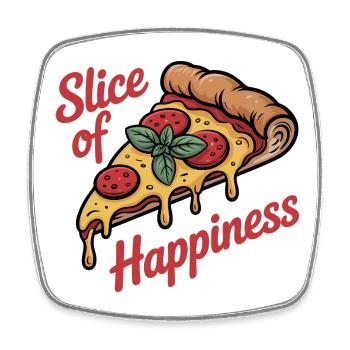 Slice of Happiness - Pizza - Viereckiger Kühlschrankmagnet - Weiß - Vorne