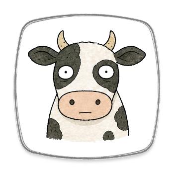 PETITS ACTIVISTES | Vache - Magnet carré - blanc - Devant