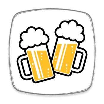 2 Clinking Beer Glasses For A Cheer! (2C) - Square fridge magnet - white - Front