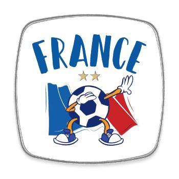 France Dabbing Football Flag 2 étoiles - Magnet carré - blanc - Devant